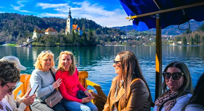 Travel style - small group on a classic tour in Lake Bled, Slovenia